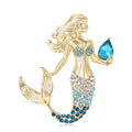 Alloy Rhinestone Mermaid Brooch For Elegant Garment Accessories view 2