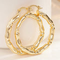 Electroplated Metal Bamboo Joint Polygon Ear Cuff Earrings For Women, Old Money Style Jewelry view 2