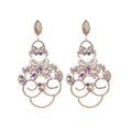 Copper Rhinestone Hollow Flower Tassel Drop Earrings, European American Statement Jewelry view 5