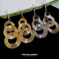 European Style Metal Round Hollow Wrap Tassel Pendant Drop Earrings For Women view 1