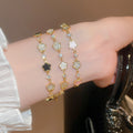 Light Luxury Copper Bangle With Zircon Flower Pendant And Acetate Floral Charm For Women view 1