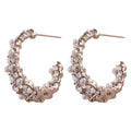 Light Luxury Alloy Oval C-Shaped Pearl Rhinestone Stud Earrings For Elegant Women view 5