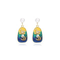 Vintage French Garden Floral Cat Pearl Enamel Alloy Drop Studs Elegant Vacation Sweet Women Earrings view 5