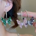 Light Luxury Copper Hoop Earrings With Sparkling Zircon Butterfly Charm And Silver Needle Posts view 2