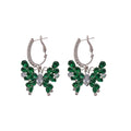 Light Luxury Copper Hoop Earrings With Sparkling Zircon Butterfly Charm And Silver Needle Posts view 5