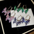 Light Luxury Copper Hoop Earrings With Sparkling Zircon Butterfly Charm And Silver Needle Posts view 3