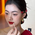 Retro Hong Kong Style Square Shell Glass Bead Stud Earrings With Silver Pins view 3