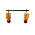 Retro Hong Kong Style Square Shell Glass Bead Stud Earrings With Silver Pins view 5