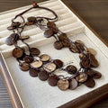 Bohemian Irregular Round Coconut Shell Tassel Pendant Necklace Ethnic Geometric Collarbone Jewelry view 2