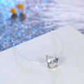 Clear Teardrop Crystal Invisible-Line Necklace with Silver Tone Setting view 5