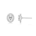 Oval Geometric Micro Pave Zircon Stud Earrings For Women, Daily Wear Jewelry Direct view 5