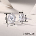 Oval Geometric Micro Pave Zircon Stud Earrings For Women, Daily Wear Jewelry Direct view 4