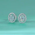 Oval Geometric Micro Pave Zircon Stud Earrings For Women, Daily Wear Jewelry Direct view 2