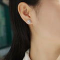 Oval Geometric Micro Pave Zircon Stud Earrings For Women, Daily Wear Jewelry Direct view 3