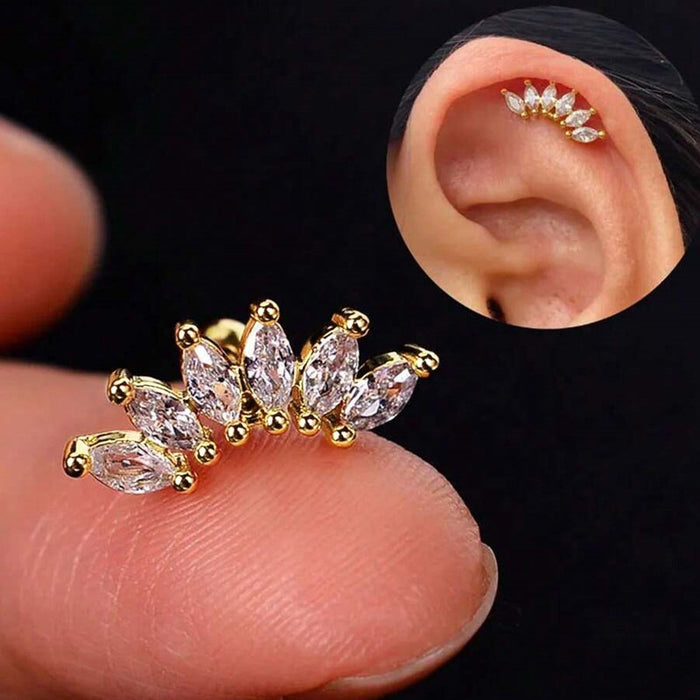 Minimalist Marquise Cartilage Stud Earrings For Women, Simple Daily Wear Trendy Ear Bone Pins