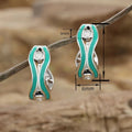Geometric Vintage New Chinese Style Wave Line Earrings, Oil Painted Metal Statement Jewelry view 4