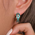 Geometric Vintage New Chinese Style Wave Line Earrings, Oil Painted Metal Statement Jewelry view 2