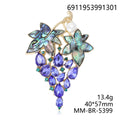 Alloy Rhinestone Shell Grape Brooch Pin For Coats And Suits view 5