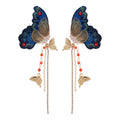Zircon Butterfly Wing Tassel Drop Earrings With Wool Embroidery And Court Style Silver Needles view 5