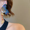 Zircon Butterfly Wing Tassel Drop Earrings With Wool Embroidery And Court Style Silver Needles view 3