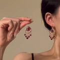 Ethnic Style Glass Round Ball Teardrop Floral Tassel Drop Earrings Vintage Light Luxury Ear Hooks view 2
