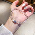 New Chinese Style Artificial White Crystal Round Pearl Beaded Bangle For Women view 2