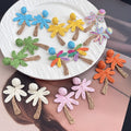 Hawaiian Vacation Raffia Palm Tree Earrings Bohemian Summer Colorful Woven Pendant Earrings view 2