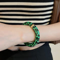 Vintage Leopard Print Acrylic Geometric Round Patchwork Bangle For Women Fashion OL Jewelry view 3