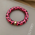 Vintage Leopard Print Acrylic Geometric Round Patchwork Bangle For Women Fashion OL Jewelry view 4