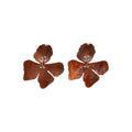 Vintage Resin Rhinestone Flower Drop Earrings With Silver Needle Artistic Fashion Studs view 5