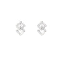 Luxury Geometric Hollow Square Rhinestone Crystal Double Wear Stud Drop Earrings view 5