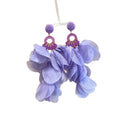 Silver Needle Crystal Resin Fabric Flower Tassel Drop Earrings For Women Resort Style view 5