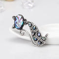 Black Silver Tone Abalone Shell Shell Metal Brooch Pin 5.1 x 4.2 cm view 3