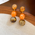 Vintage Acrylic Ombre Geometric Round Tassel Drop Earrings With Sterling Silver Pins view 3