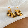 Maillard Style Tiger Eye Zircon Geometric Round Tassel Drop Earrings With Silver Pins view 4