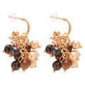 Maillard Style Tiger Eye Zircon Geometric Round Tassel Drop Earrings With Silver Pins view 5