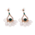 Court Style Teardrop Shell Tassel Drop Earrings With Rhinestone Pearl Hollow Design view 5