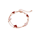 Light Luxury Vintage Double Layer Copper Bangle With Mother Of Pearl Heart Pendant view 5