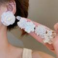 Faux Pearl Flower Stud Earrings For Women, Vacation Style Sweet Floral Fashion Jewelry view 2