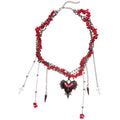 Halloween Irregular Stone Beaded Heart Cross Pendant Necklace Gothic Alloy Choker For Women view 5