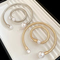 European Style Metal Pearl Open Choker And Bracelet Jewelry Set For Women view 4