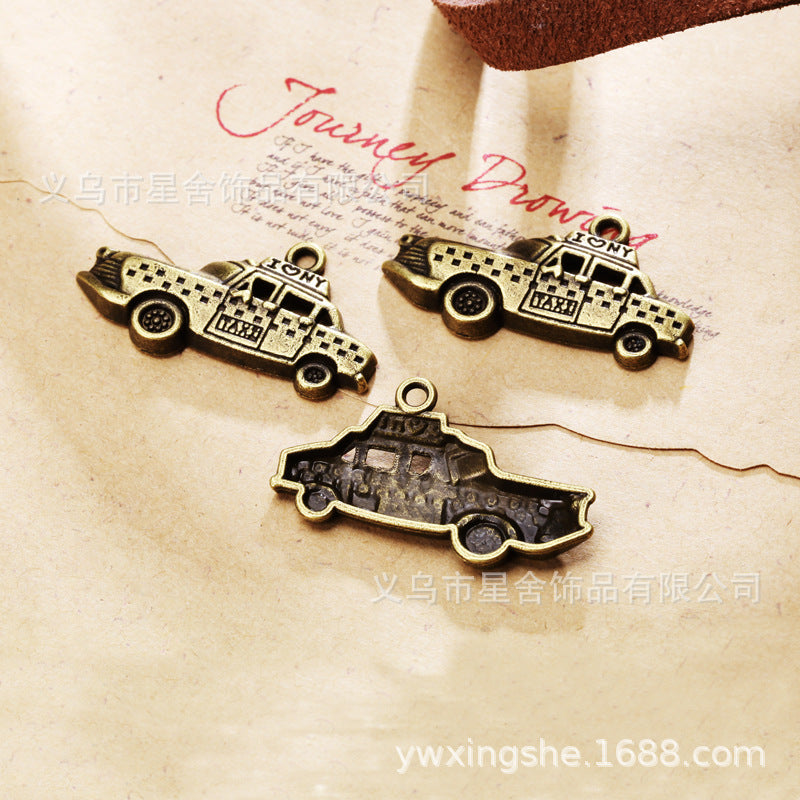 Vintage Taxi Car Zinc Alloy Charm Pendant