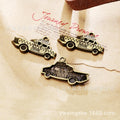 Vintage Taxi Car Zinc Alloy Charm Pendant
