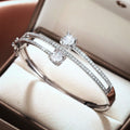 New Elegant Women's Multi Layer Half Circle Bangle Bracelet, Chic Light Luxury Fashion Jewelry view 2