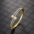 New Elegant Women's Multi Layer Half Circle Bangle Bracelet, Chic Light Luxury Fashion Jewelry view 6