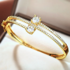 New Elegant Women's Multi Layer Half Circle Bangle Bracelet, Chic Light Luxury Fashion Jewelry