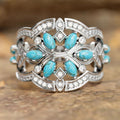 Korean Ethnic Exotic Style Marquise Floral Ring, Delicate Vintage Artistic Jewelry view 1