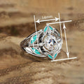 Women's Palace Style Floral Ring With Enamel Marquise Geometric Design, Elegant Jewelry view 4