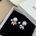 Elegant Two-Way Pearl Studs With Enamel Rocking Horse Charm Unique Cute Fashion Design Earrings view 2