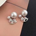 Elegant Two-Way Pearl Studs With Enamel Rocking Horse Charm Unique Cute Fashion Design Earrings view 3